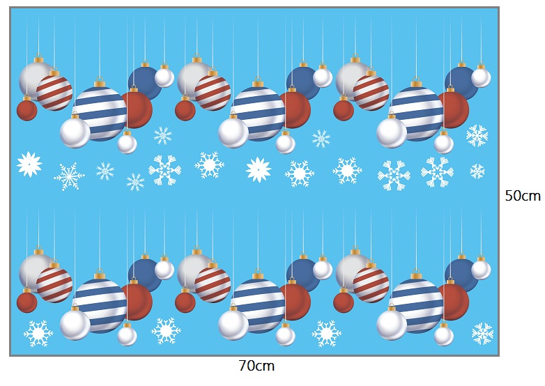 Decal dán tường Dây treo quả cầu Noel (nền trắng đục)